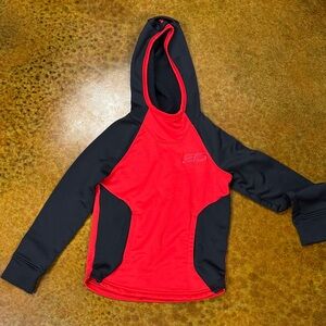 Red and Black Kids Hoodie Under Armour Steph Curry Sz S